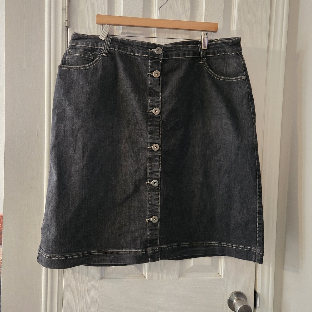 Classic Black Denim Skirt